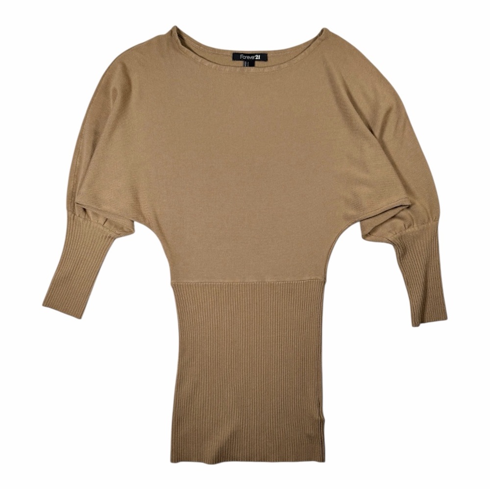 Forever 21 Tan Knit Sweater Dress Top